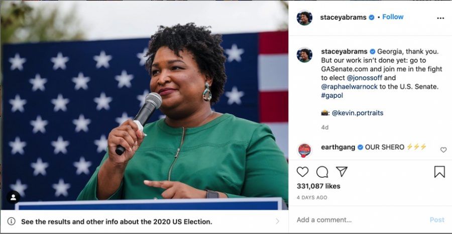 Screenshot from Stacey Abrams instagram account, @staceyabrams.