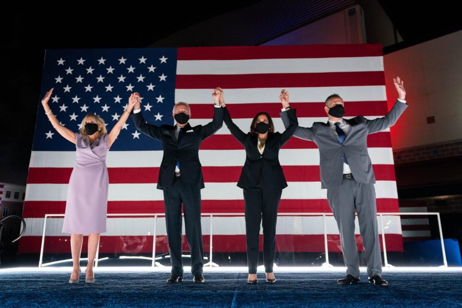 President-elect Joe Biden and VP-Elect Kamala Harris alongside their spouses. 