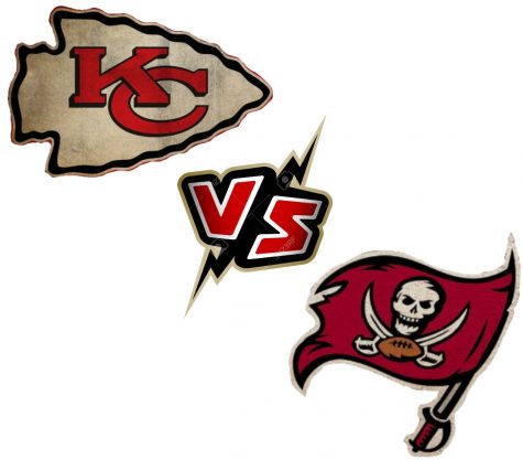 Logos for the Kansas City Chiefs and the Tampa Bay Buccaneers. Photos courtesy of Charlie Lyons-Pardue via Creative Commons. Photo illustration by Gaby Sainz-Medina.