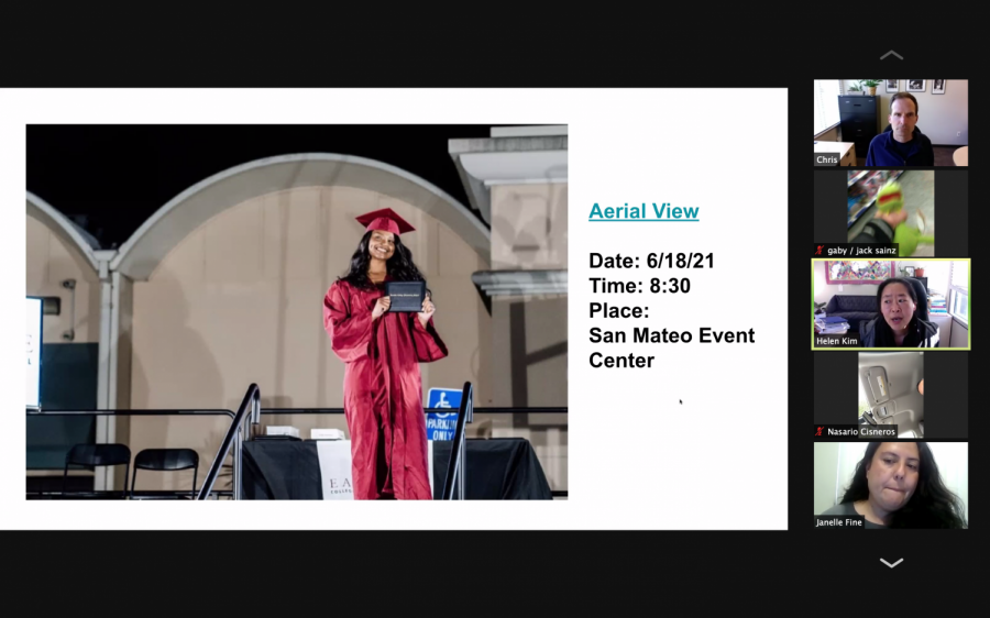 Screenshot of the senior class Zoom meeting on Apr. 22, showing the invitation for this years graduation ceremony on June 18.