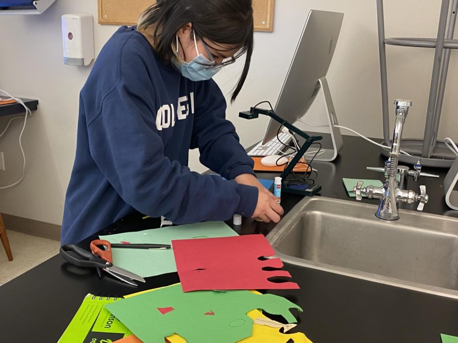 Sophomore Jessica Chavez Ortiz works on art project during the animation program. 