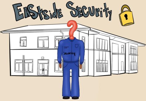 Unknown security guard stands in front of school. Art by Jocelyn Urbina 