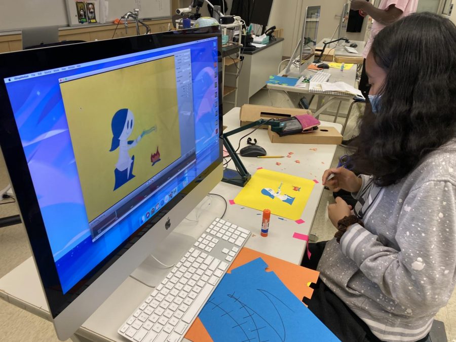 Junior Rose Maafu working on an Animation Project in the Disney Animation program.