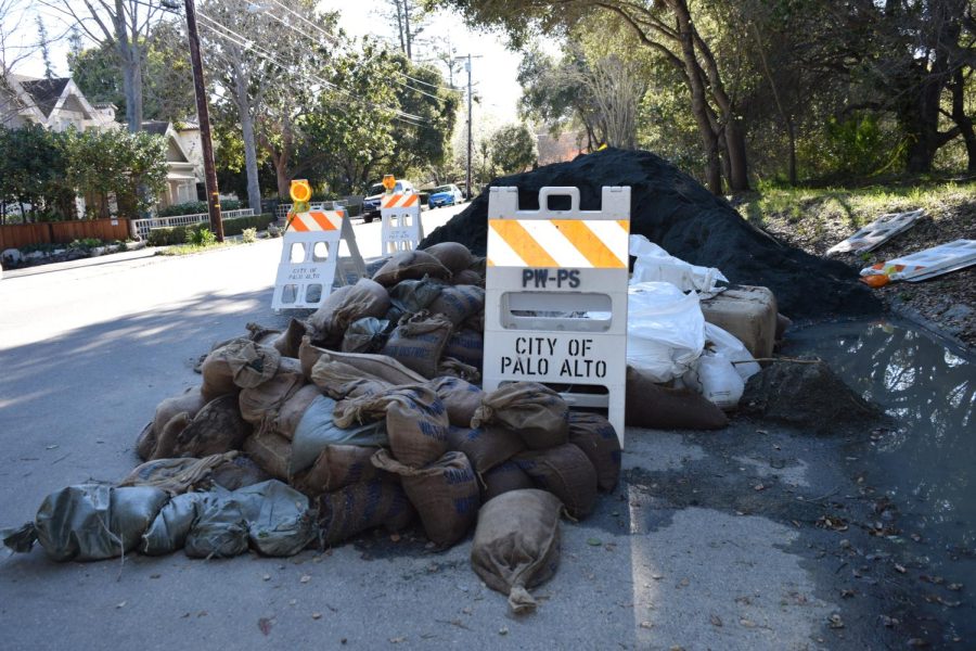 Free sandbag stations on Palo Alto Ave. and Chaucer St., a resource offered to community members after the storm.
